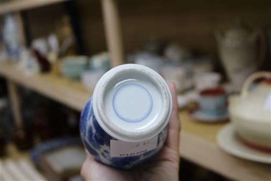 Three Chinese blue and white vases, tallest height 26cm